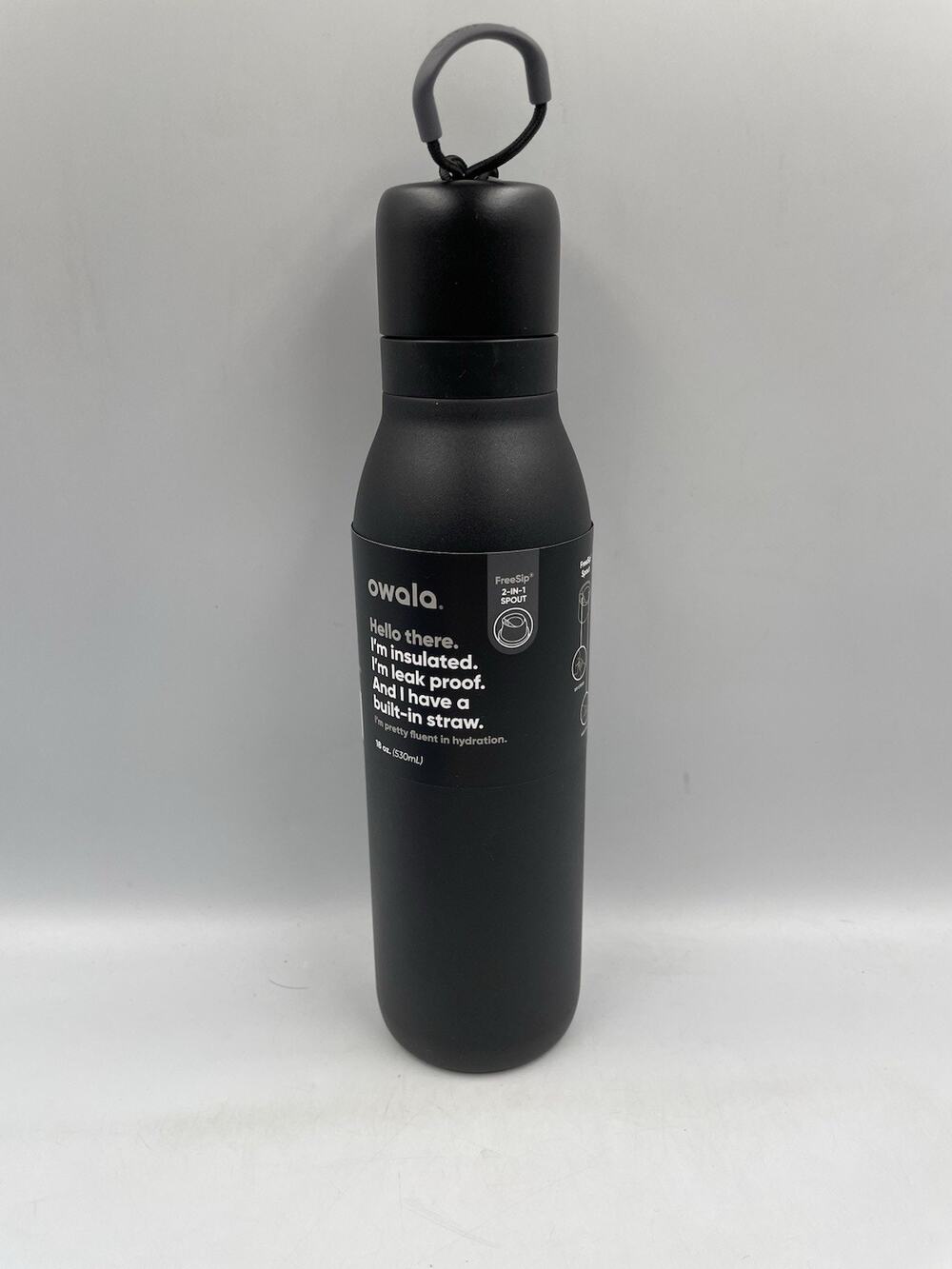 Owala FreeSip 2-In-1 Stainless Steel Water Bottle Very Very Dark 18 Oz NWT